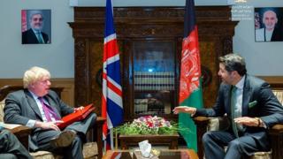 Boris Johnson meeting deputy Afghan foreign minister Hekmat Karzai in Kabul