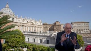 Bernie Sanders at Vatican, 16 April