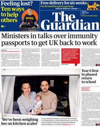 Guardian front page, 4/5/20