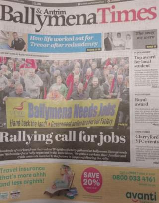 Front page of the Antrim and Ballymena Times