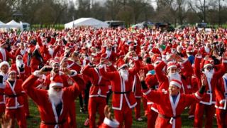 Santas in Victoria Park