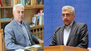 از راست رضا اردکانیان و منصور غلامی نامزدهای وزارتخانههای نیرو و علوم