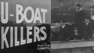 Титульный лист "Убийцы подводных лодок" и исполняющий обязанности Stoker CP Marchant PO Мистер Марчант сказал, что это «так необычно» - посмотреть кадры возвращения его отца