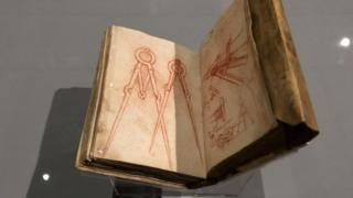 A drawing of a compass appears in one of Leonardo da Vinci's notebooks