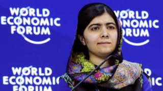 Malala Yousafzai pictured at Davos economic forum