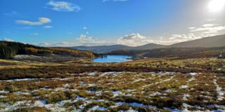 View over Auchintaple Loch in Glenisla