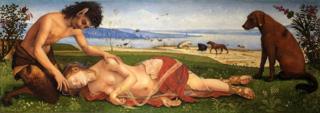 "Muerte de Procris" o "Un sátiro se apiada de la muerte de una ninfa" de Piero di Cosimo, circa 1495 © The National Gallery, London