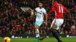 Martial Scoring against West Ham
