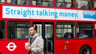 Wonga ad on side of bus