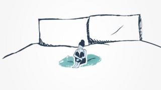 Ilustración de una mujer en una cama.