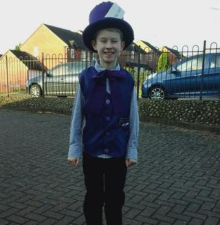 Benjamin from Leamington Spa in England is a very smart Willy Wonka from Roald Dahl's Charlie and the Chocolate Factory