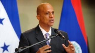 Belize's PM Dean Oliver Barrow in Tegucigalpa on 7 November, 2012.