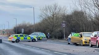 Motorcyclist Badly Injured In Three Vehicle Crash - BBC News