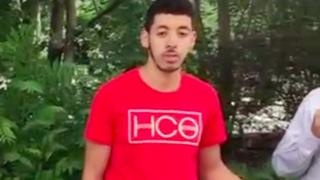 Salman Abedi attending a protest in London