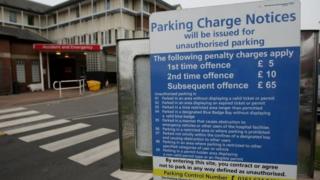Hospital car park charges sign