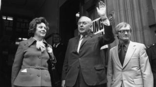 Harold Wilosn and wife Mary at polling station