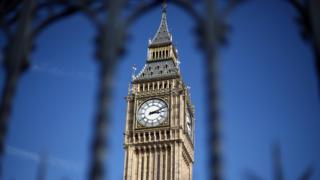 The Palace of Westminister, seen through iron railings