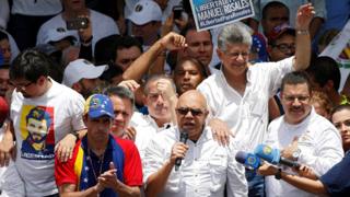 Líderes de la Mesa de la Unidad Democrática en la marcha del 1 de septiembre