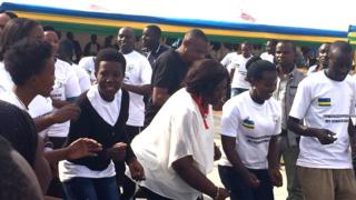 Misinitiri ushinzwe ubuzima, Madame Binagwaho, mu birori byo kurwanya ibiyobyabwenge mu rubyiriko mu Rwanda