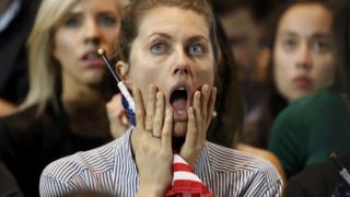 Mfuasi wa Hillary Clinton matokeo yalipoonyesha Trump alikuwa anaongoza
