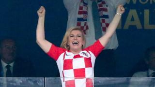 Kolinda Grabar-Kitarović em uma partida no Mundial da Rússia