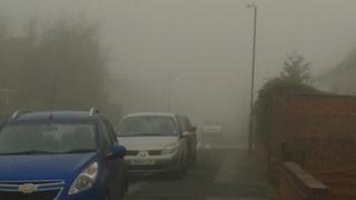 A foggy street in Coventry