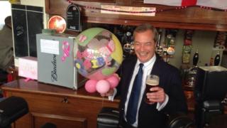 Nigel Farage in a pub in Kent in 2015