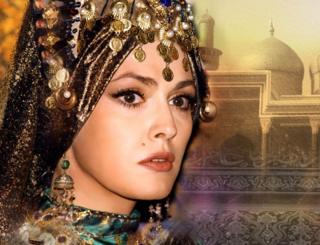   The actress Olga Sumskaya in the form of Roksolana, the protagonist of the Ukrainian historical series 