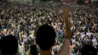 Large crowd of protesters in Hong Kong