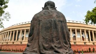 A general view of the Indian Parliament building before the beginning of the first session of the Indian parliament in New Delhi on June 17, 2019