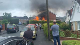 Van on fire