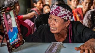 The funeral of one of the workers killed in the Papua attack