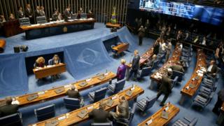 Plénario do Senado em votação sobre Aécio.