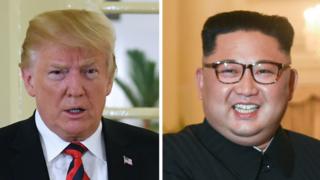 Composite of Donald Trump (L) and Kim Jong-un (R)