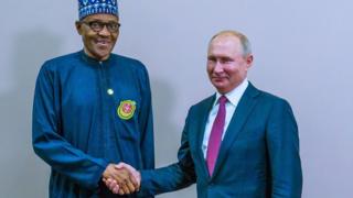 Muhammadu Buhari (left) and Vladimir Putin (Right)