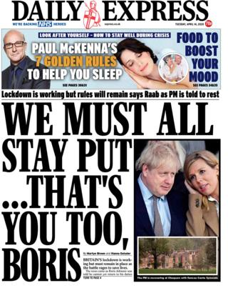 Front page of the Daily Express