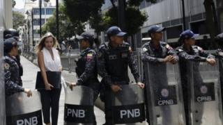 Police in Venezuela block off the opposition-controlled National Assembly, 14 May 2019