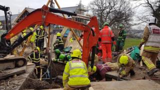 The scene at the rescue