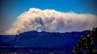 Massive smoke clouds above the Wollemi National Park near Lithgow on 7 November 2019