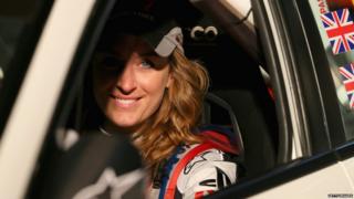 Amy Williams in a rally car
