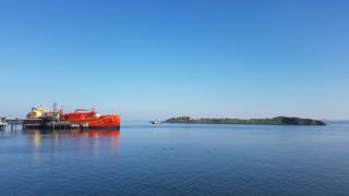 Cargo ship refuels