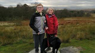 James and his mother Anne with their dog