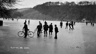 Ice rink on Rudyard Lake, 1907