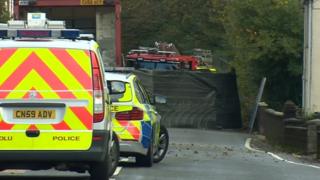 emergency services in Trebanos after the crash