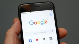 Google search on the screen of a smart phone