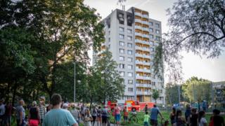 Scene of a fire at a block of flats in Bohumin, Czech Republic