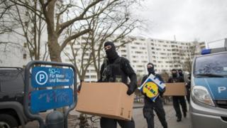 Berlin police raid apartments linked to the mosque frequented by the December Christmas market attacker, Anis Amri, 28 February 2017