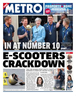 Tuesday's Metro front page