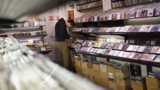 Man in a music shop
