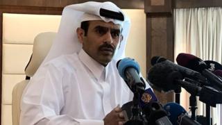 El ministro de Energía de Qatar, Saad al Kaabi, anunciando el retiro de Qatar de la OPEP.